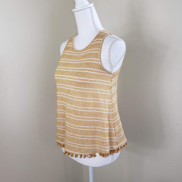 Anthropologie's W5 Tassel Striped Boho Tank Top Yellow Size XS - Picture 10 of 11